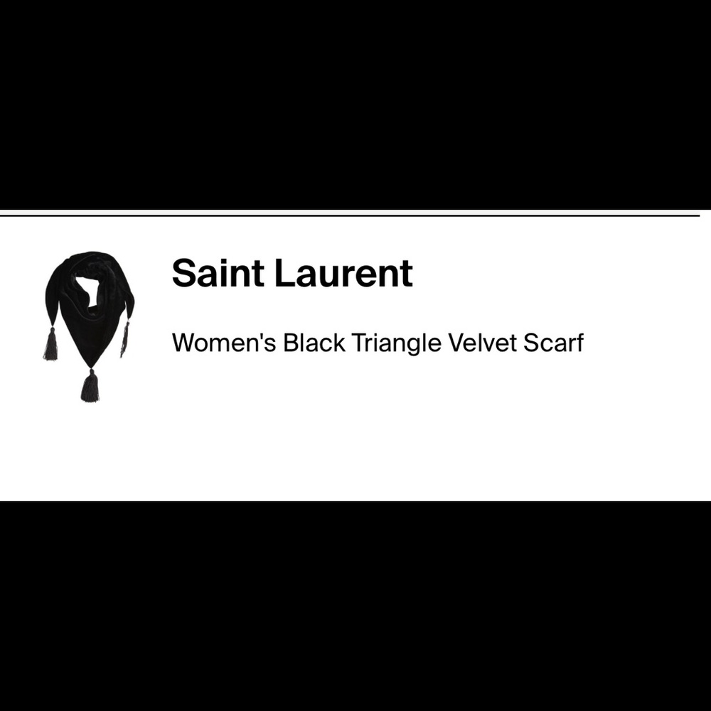 Saint Laurent
Women's Black Triangle Velvet Scarf